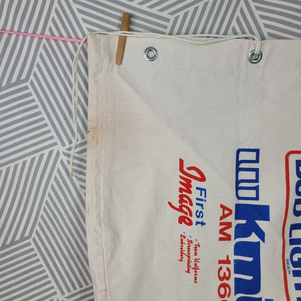 Vintage Bud Light Promo Duffel Bag Large Canvas Advertising 80s Kmi AM Radio